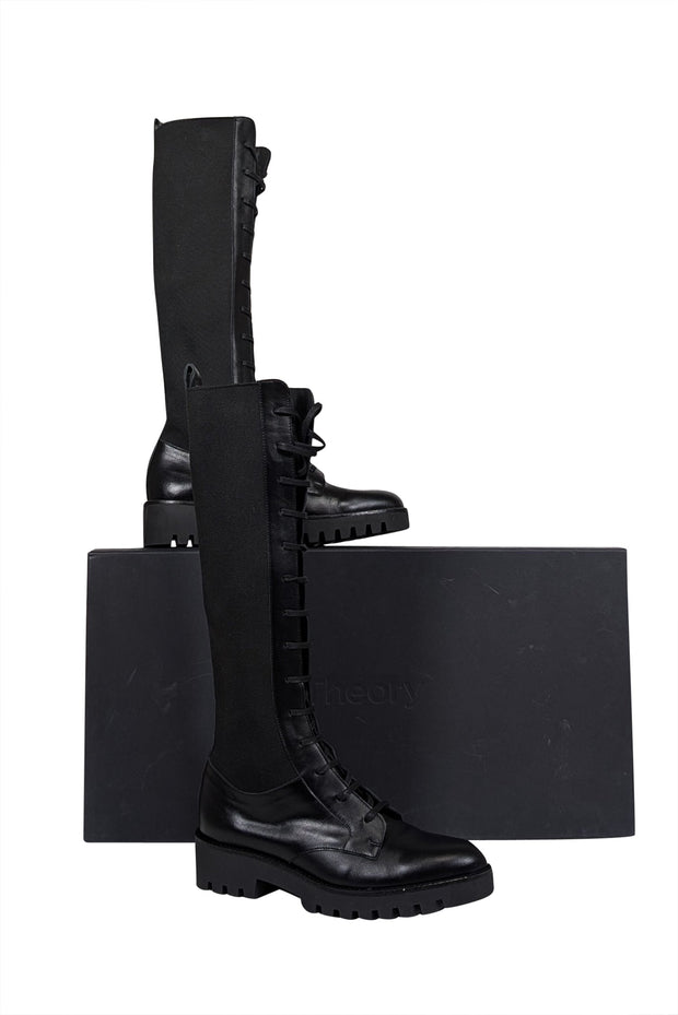 Current Boutique-Theory - Black Laced Lug Boot Sz 10