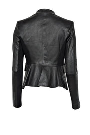 Current Boutique-Theory - Black Leather Blazer Jacket w/ Front Lapels Sz P