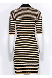Current Boutique-Theory - Black, Yellow, & White Striped Knit Polo Dress Sz S