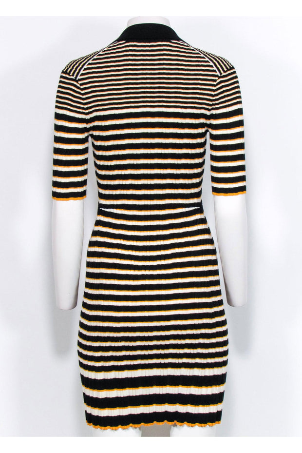Current Boutique-Theory - Black, Yellow, & White Striped Knit Polo Dress Sz S