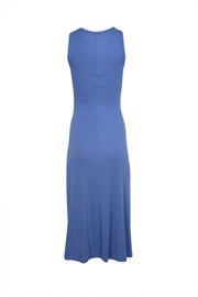 Current Boutique-Theory - Blue Ribbed Knit Fit & Flare Midi Dress Sz P