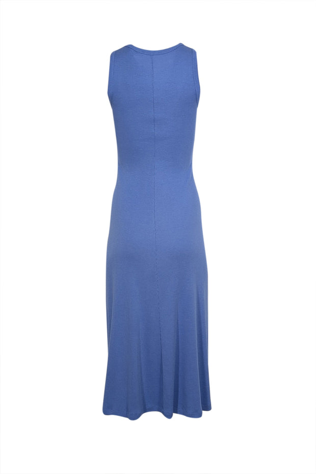 Current Boutique-Theory - Blue Ribbed Knit Fit & Flare Midi Dress Sz P