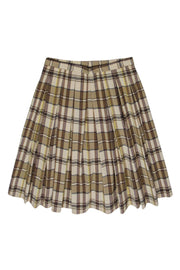 Current Boutique-Theory - Brown & Cream Plaid Pleated Skirt Sz 8