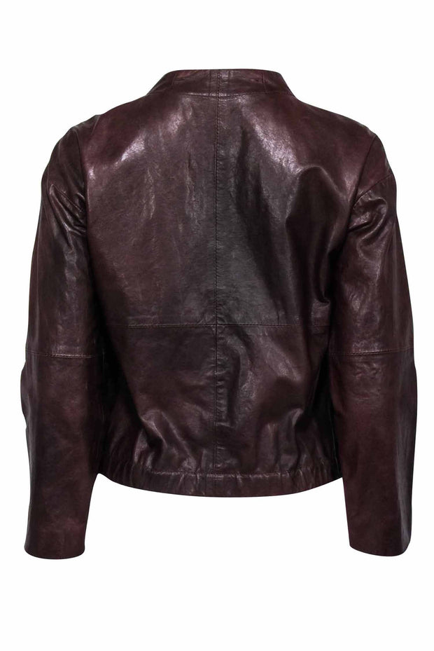 Current Boutique-Theory - Brown Leather Moto Zip Jacket Sz S
