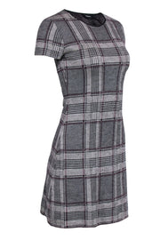 Current Boutique-Theory - Grey Plaid Mini Short Sleeve Dress Sz S