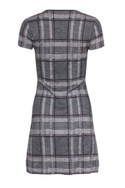 Current Boutique-Theory - Grey Plaid Mini Short Sleeve Dress Sz S