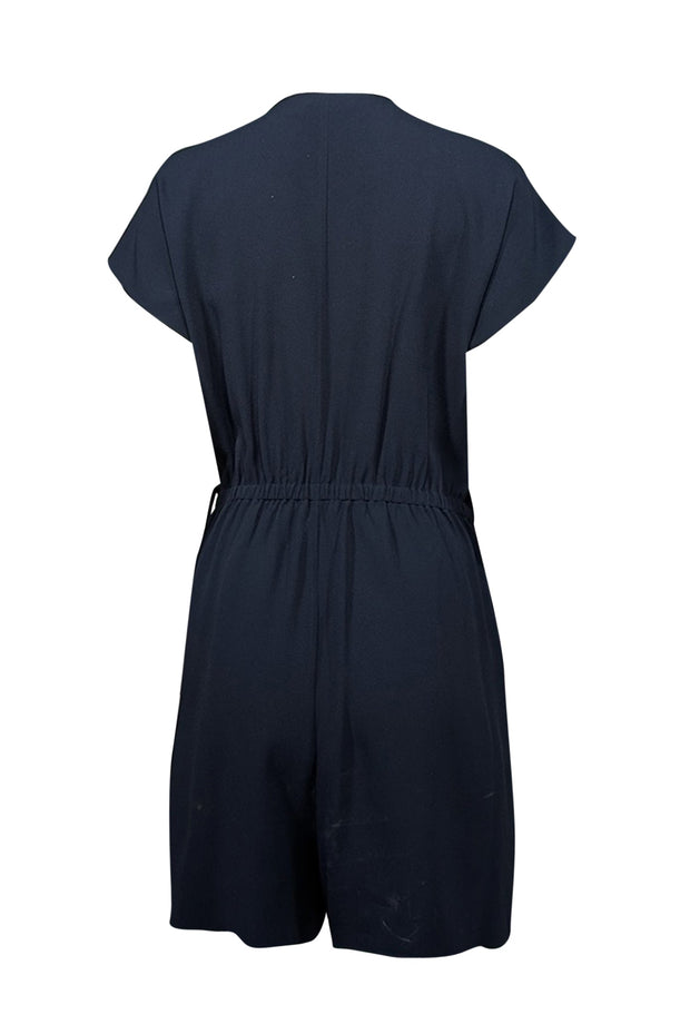 Current Boutique-Theory - Midnight Navy Crepe Wrap Front Romper Sz 10