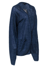 Current Boutique-Theory - Navy Knit Linen Blend Cardigan Sz L