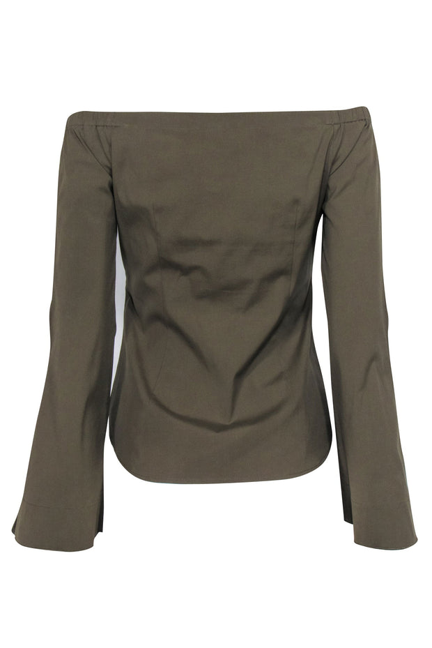 Current Boutique-Theory - Olive Green Long Sleeves Off The Shoulder Top Sz S