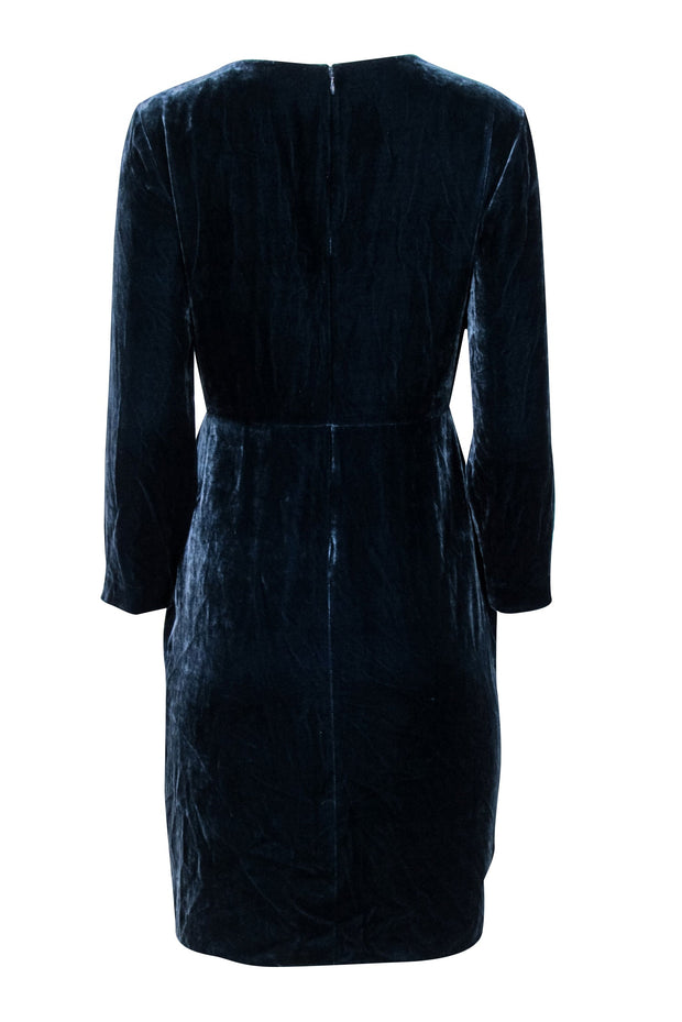 Current Boutique-Theory - Teal Velvet Long Sleeve Faux Wrap Mini Dress Sz 6