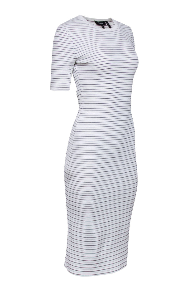 Current Boutique-Theory - White & Black Stripe Knit Dress Sz S