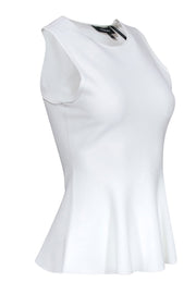 Current Boutique-Theory - White Knit Sleeveless Peplum Top Sz S