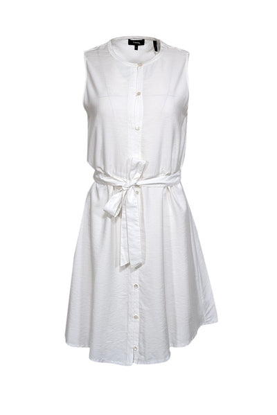 Current Boutique-Theory - White Sleeveless Button Down w/ Waist Tie Dress Sz 8