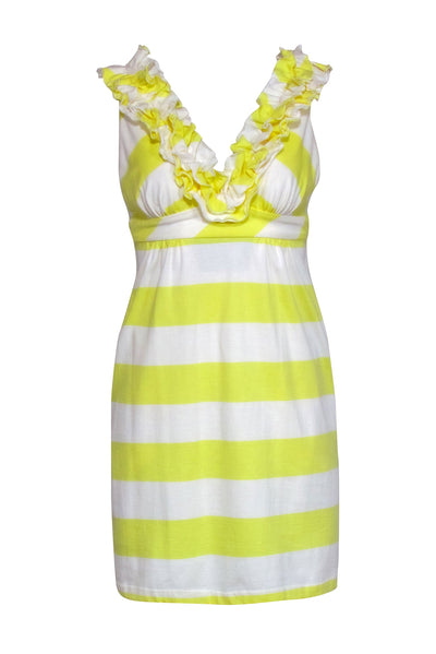Current Boutique-Thread Social - Yellow & White Stripe Ruffle Dress Sz 2