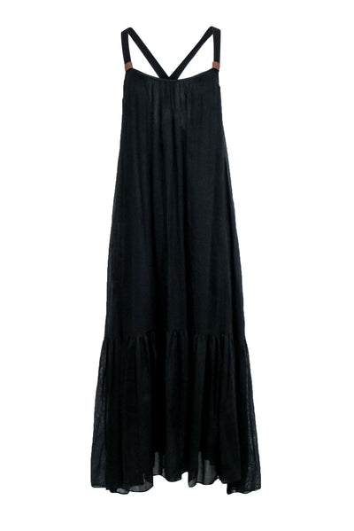 Current Boutique-Tibi - Black Sleeveless Maxi Dress w/ Tan Strap Detail Sz 6