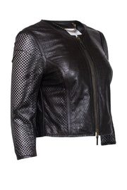Current Boutique-Tibi - Brown Laser Cut Print Leather Jacker Sz 4