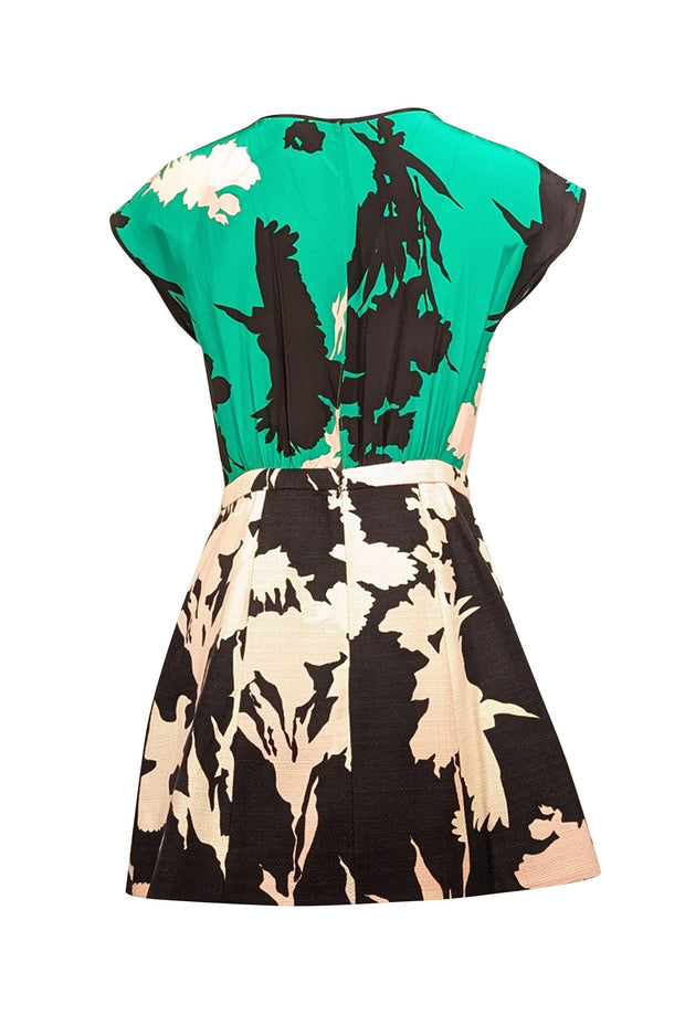 Current Boutique-Tibi - Green, Black, & White Print Sleeveless Dress Sz 2