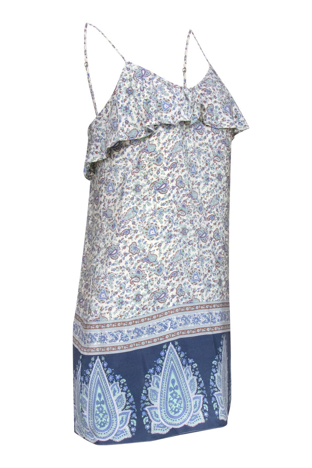 Current Boutique-Tibi - Ivory, Blue, Mint, & Tan Paisley Print Silk Dress Sz 2
