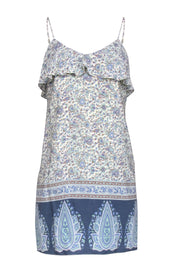 Current Boutique-Tibi - Ivory, Blue, Mint, & Tan Paisley Print Silk Dress Sz 2