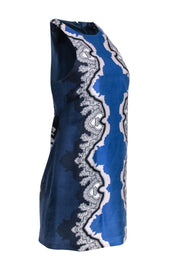 Current Boutique-Tibi - Navy, Blue, & Cream Print Silk Blend Dress Sz 2