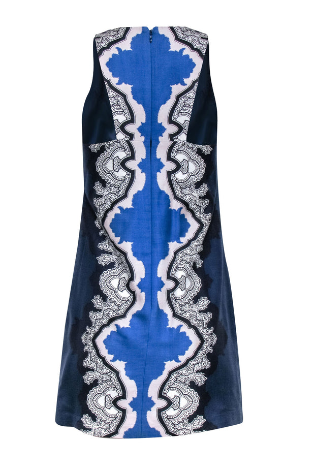 Current Boutique-Tibi - Navy, Blue, & Cream Print Silk Blend Dress Sz 2