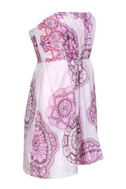 Current Boutique-Tibi - Pastel Pink Strapless Silk Dress w/ Pink & Purple Prints Sz 4