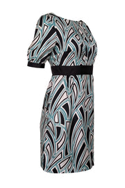 Current Boutique-Tibi - Teal, Black, & White Print Silk Dress Sz 4