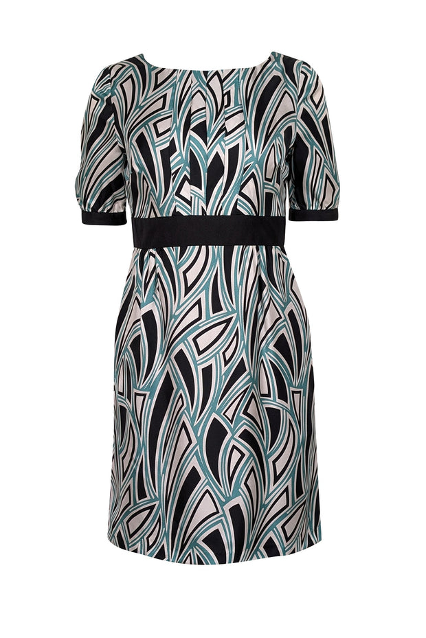 Current Boutique-Tibi - Teal, Black, & White Print Silk Dress Sz 4