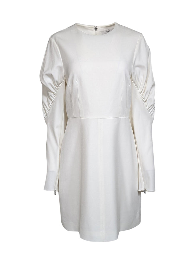 Current Boutique-Tibi - White Long Ruched Sleeve Mini Dress Sz 10