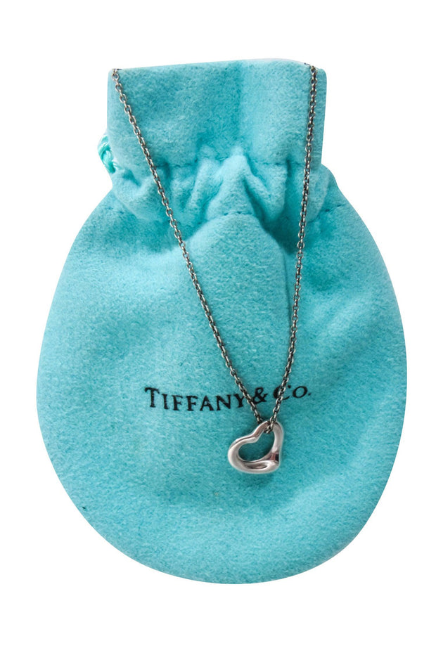 Tiffany & Co Silver 925 Sterling Silver Chainmail Open Heart Long Necklace  — Labels Resale Boutique