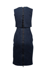 Current Boutique-Toccin (NY) - Dark Wash Denim Overlay Sheath Dress Sz 8