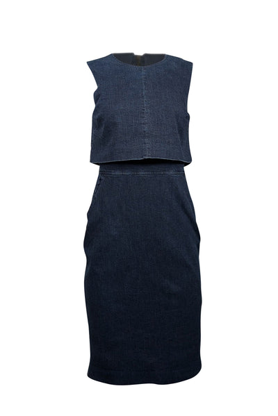 Current Boutique-Toccin (NY) - Dark Wash Denim Overlay Sheath Dress Sz 8