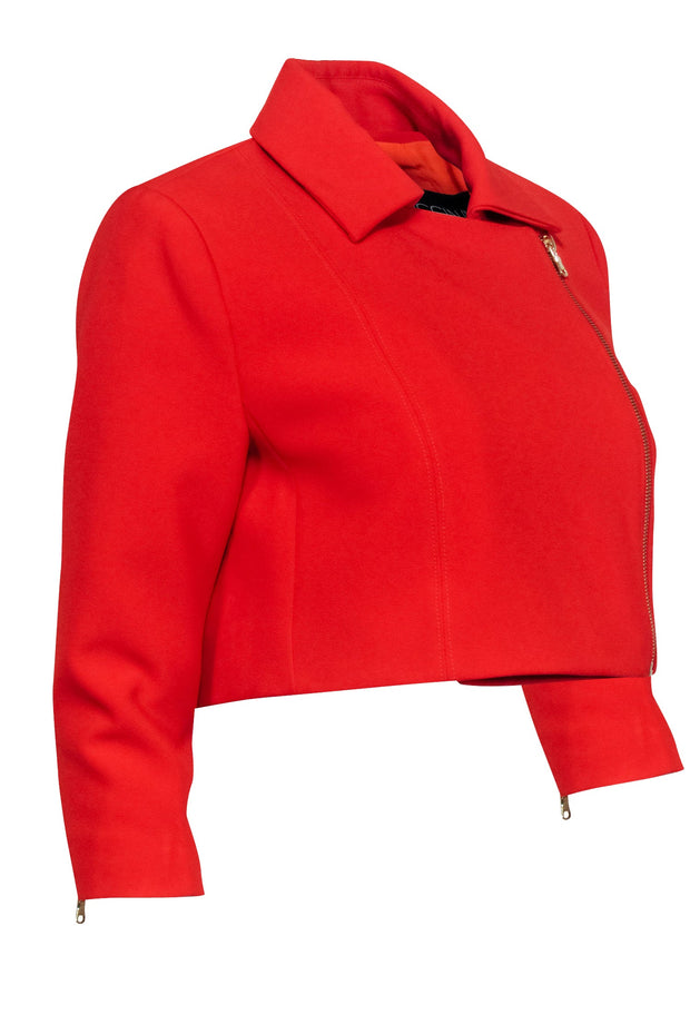 Current Boutique-Toccin (NY) - Red Cropped Moto Zipper Blazer Sz XS