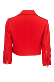 Current Boutique-Toccin (NY) - Red Cropped Moto Zipper Blazer Sz XS