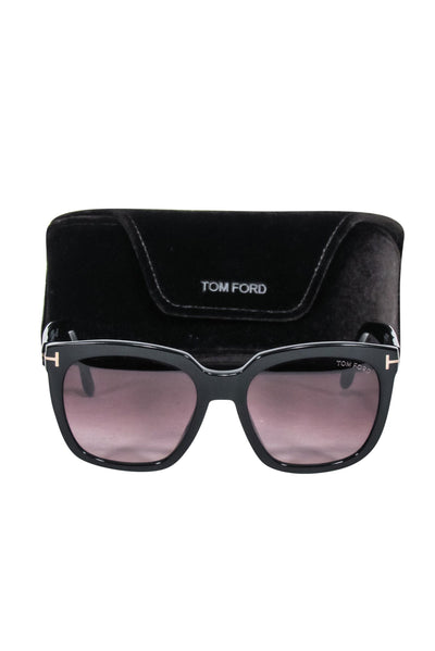 Current Boutique-Tom Ford - Black Large Sunglasses w/ Brown Ombre Lenses