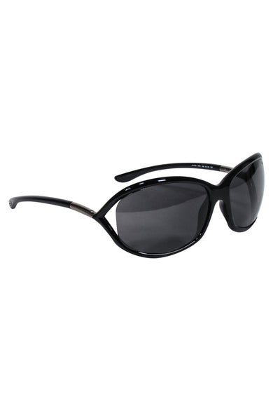 Current Boutique-Tom Ford - Black Rounded Sunglasses w/ Silver Detail
