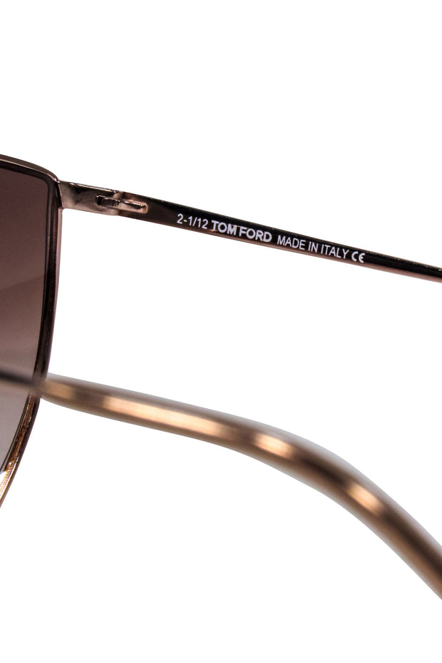 Current Boutique-Tom Ford - Brown Lens w/ Gold Thin Frame Sunglasses