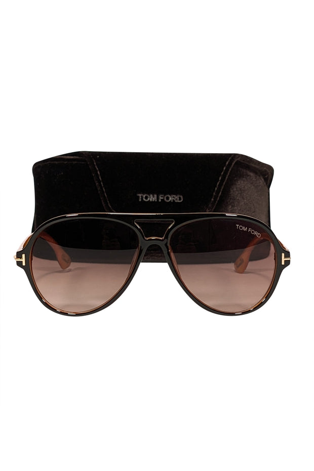 Current Boutique-Tom Ford - Brown & Orange Aviator Sunglasses