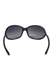 Current Boutique-Tom Ford - Translucent Dark Blue Rounded Sunglasses w/ Gold Detail