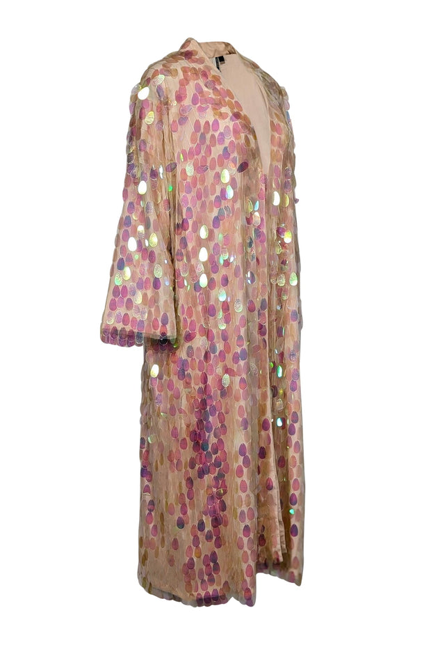 Current Boutique-Topshop - Blush Pink Iridescent Sequin Kimono Duster Sz M