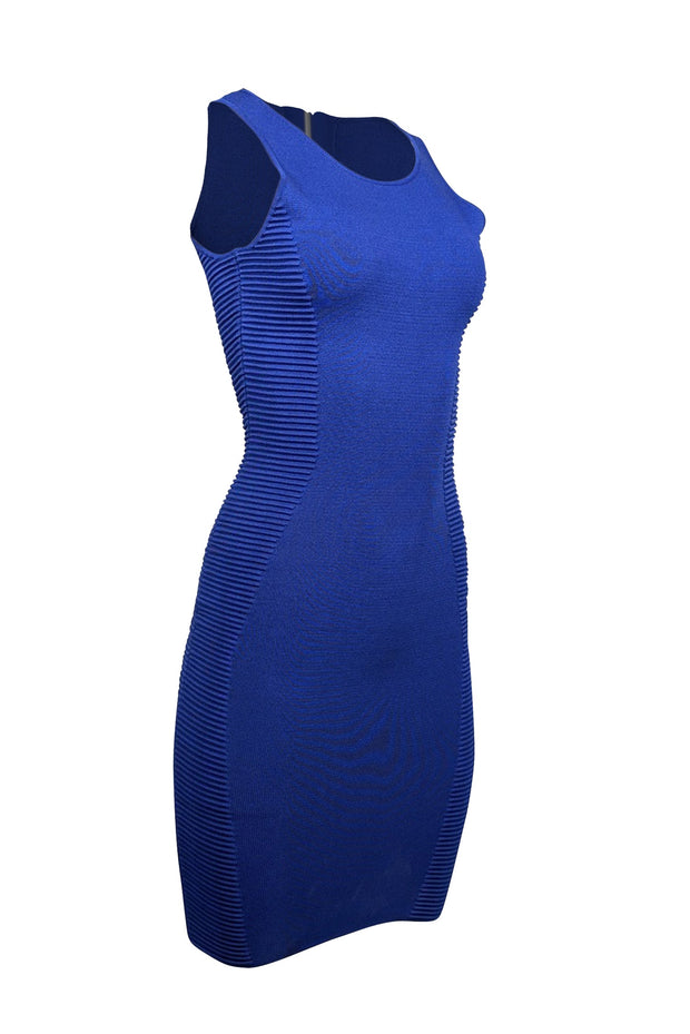 Current Boutique-Torn by Ronny Kobo - Cobalt Blue Ribbed Side Bodycon Dress Sz S