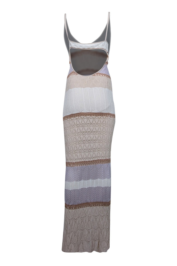 Current Boutique-Torn by Ronny Kobo - Cream, White, & Lilac Crochet Knit Maxi Dress Sz M