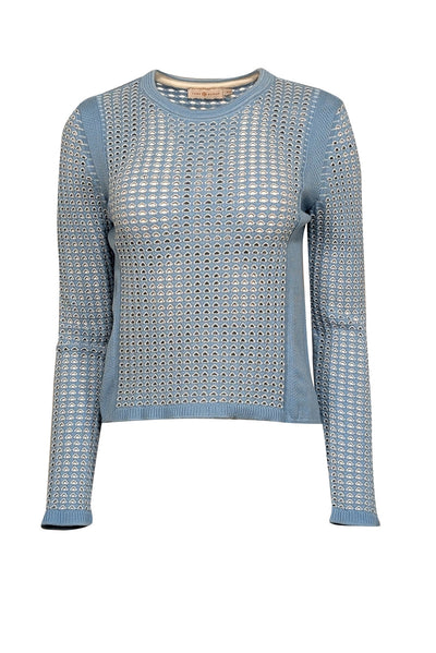 Current Boutique-Tory Burch - Baby Blue Open Stitch Sweater Sz M