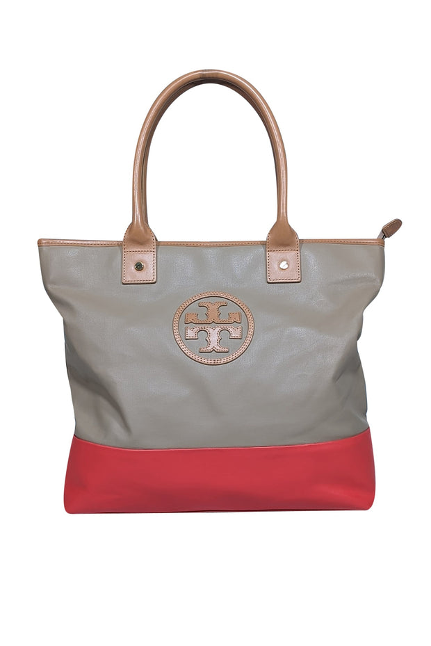 Current Boutique-Tory Burch - Beige & Orange "Jayden" Tote Bag