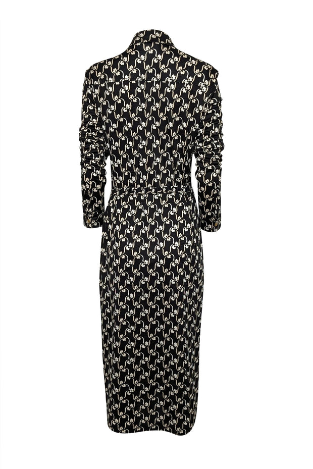 Current Boutique-Tory Burch - Black & Cream Paisley Print Silk Shirtdress Sz L