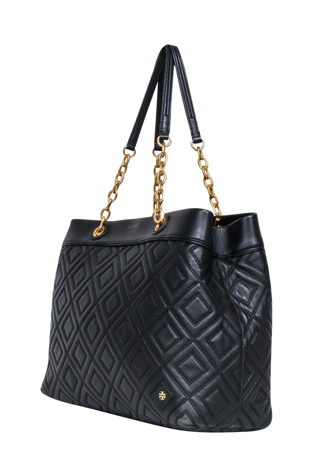 Current Boutique-Tory Burch - Black Diamond Quilted Leather Handbag