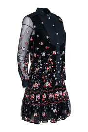 Current Boutique-Tory Burch - Black Embroidered Floral Long Sleeve Dress Sz XS