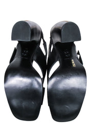 Current Boutique-Tory Burch - Black Leather Crisscross Banana Heel Sz 8