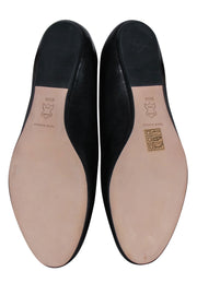 Current Boutique-Tory Burch - Black Leather Flats w/ Large Gold Logo Toe Sz 8.5