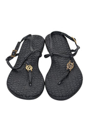 Current Boutique-Tory Burch - Black Quilted Leather Strappy Sandals Sz 8